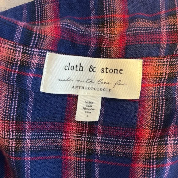 Cloth & Stone Anthropologie plaid button down long sleeve - Picture 2 of 6